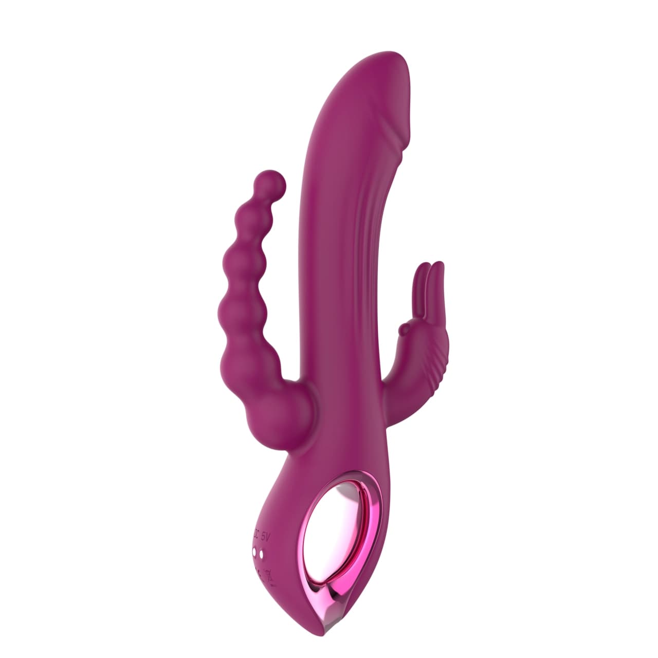 A0131 — Triple-Motor Rabbit Wand Massager — Magnetic Charging, Independent Controls (203g)