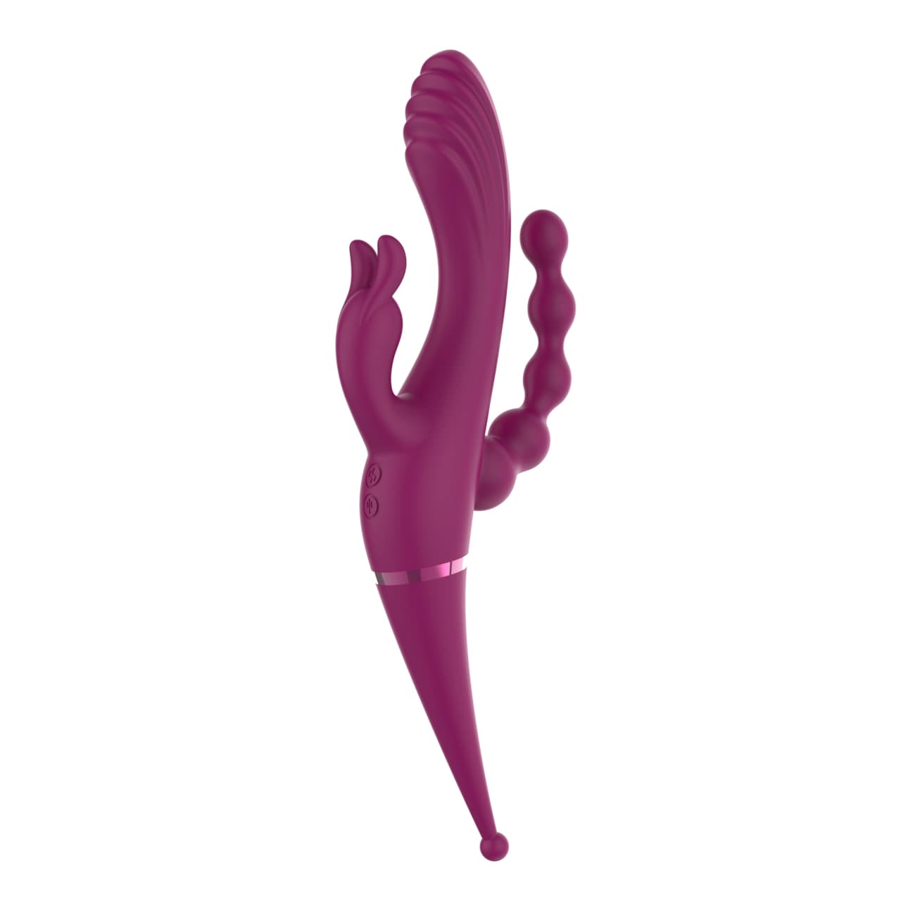 A0139 — Triple Stimulation Vibrator with Anal Beads Arm — 10 Modes Per Motor