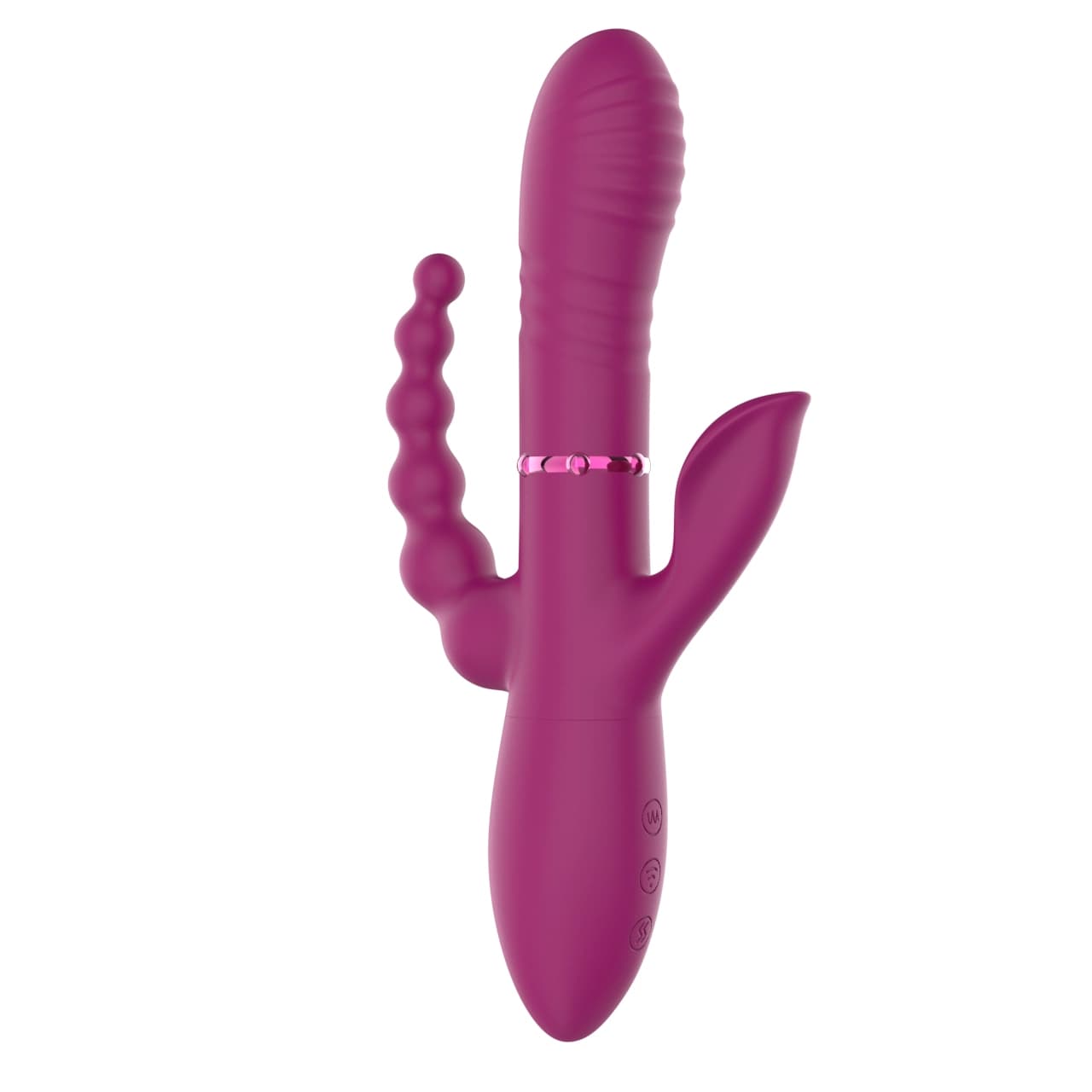 Triple-Stimulation Oscillating Vibrator — Ring-Slide & Head-Swing, Anal Bead Arm & Leaf Clitoral Wing, IPX6