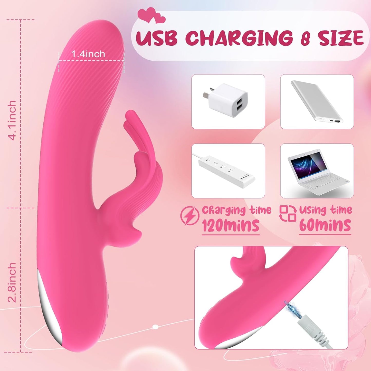 G-Spot & Clitoral Rabbit Vibrator - Dual Motor, 10 Vibration Modes, Waterproof Silicone Toy