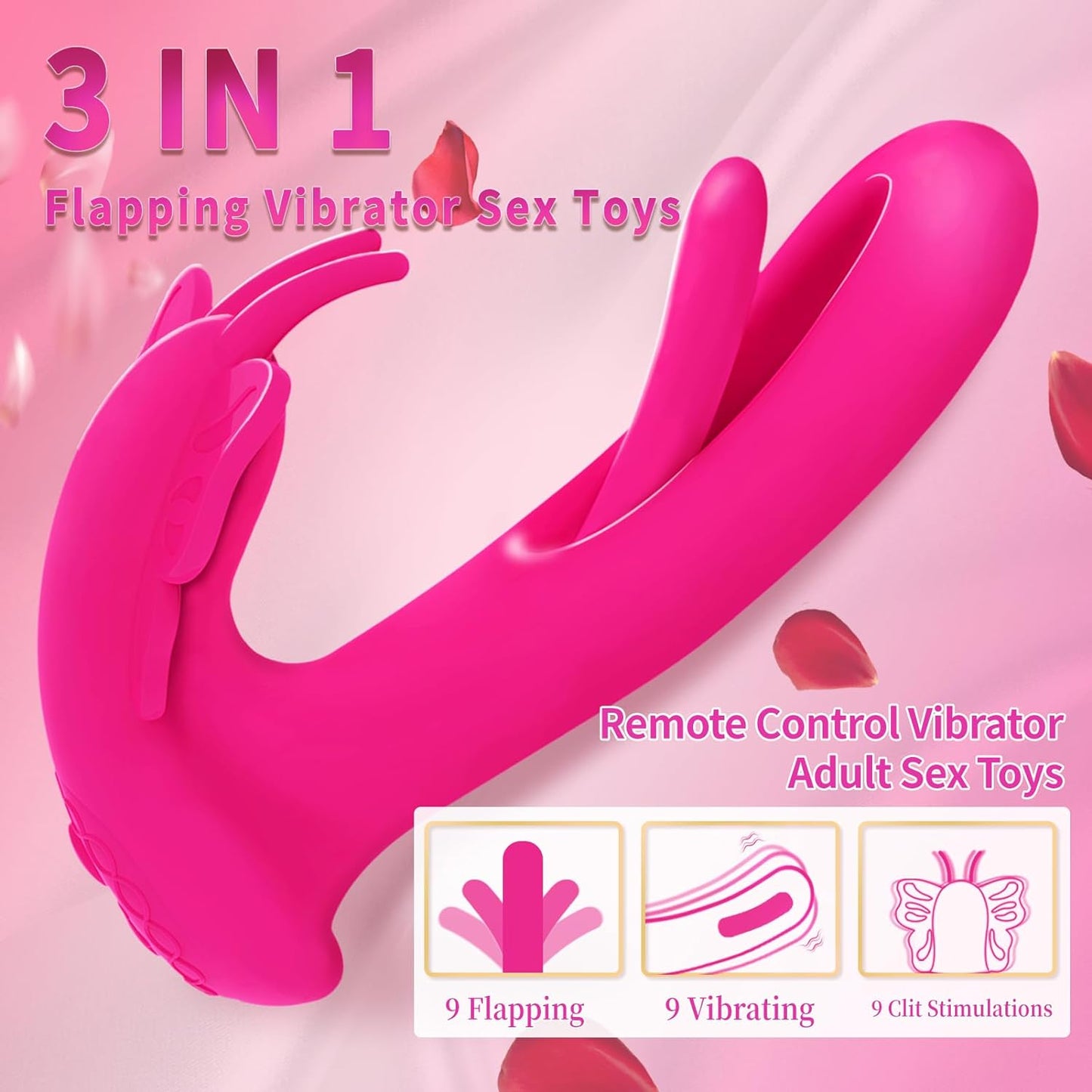 Wearable Vibrator Female Sex Toy with 9 Flapping and 9 Vibrating