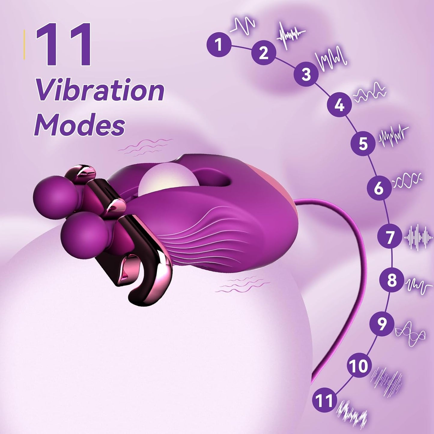 Nipple Vibrator with Adjustable 10 Modes - Rechargeable Clamps for Women & Couples - BDSM Adult Toy