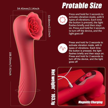 Rose Sex Toy with 9 Flapping Modes - Dual-Action Vibrator for Clitoral and G-Spot Pleasure