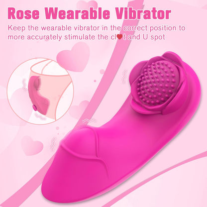 Wearable Rose Clit Vibrator with App Control – 9x9 Vibrating Modes, Perfect for Nipple and Panty Play, Ideal for Women and Couples