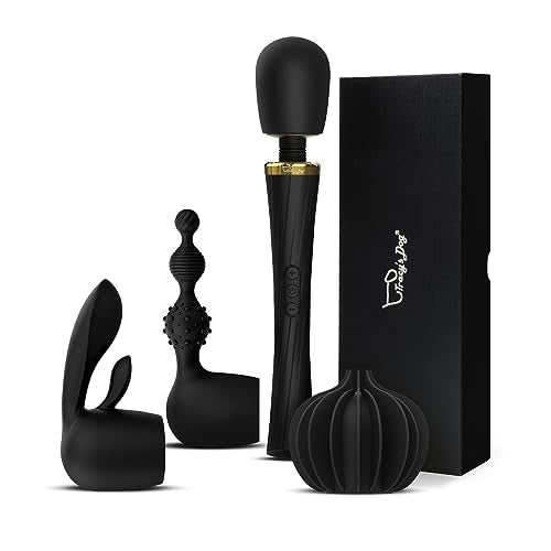 Tracy's Dog Wand Vibrator Kits, Adult Sex Toys with 3 Attachments for Clitoral G spot Anal Stimulation, Magic Cordless Powerful Vibrating Massager for Women Partner Play with 5 Vibrations & 3 Speeds