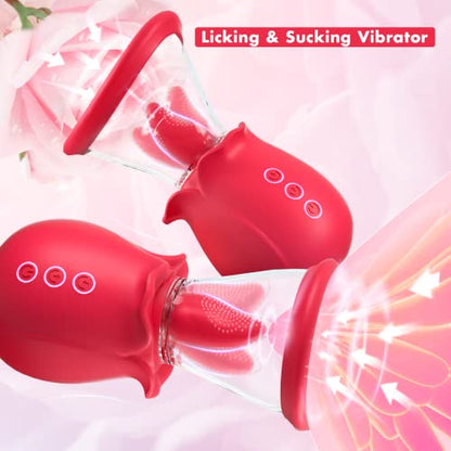  3 in 1 Nipple Clitoral G spot Stimulator for Women-Rose Toy Sex Licker Adult Sex Toys for Woman&Couples Rose Vibrators