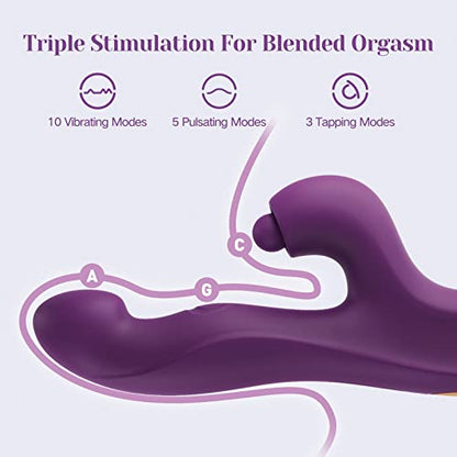  Clitoral Tapping Rabbit Vibrator for Clit G Spot Stimulation