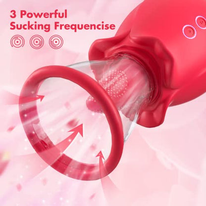  3 in 1 Nipple Clitoral G spot Stimulator for Women-Rose Toy Sex Licker Adult Sex Toys for Woman&Couples Rose Vibrators