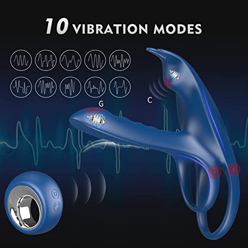 Silicone Penis Ring Couple Vibrator with 10 Modes G Spot & Clitoral Stimulator