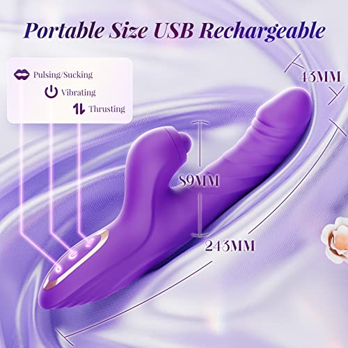 Sex Toy Thrusting Rabbit Vibrator with 10 Vibration 7 Thrust Mode with Licking