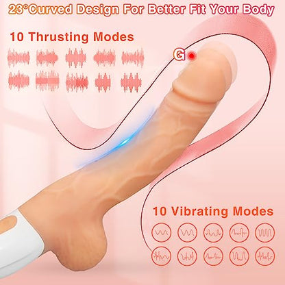 Sex Machine Thrusting Realistic Dildo for Women with 10 Vibrating & Thrusting