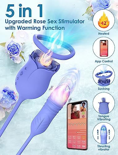 APP Remote Rose Adult Toys with 8 Thrusting 10 Tongue Vibrating Stimulator for Womens Couples 