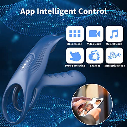 Silicone Penis Ring Couple Vibrator with 10 Modes G Spot & Clitoral Stimulator