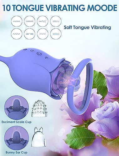 APP Remote Rose Adult Toys with 8 Thrusting 10 Tongue Vibrating Stimulator for Womens Couples 