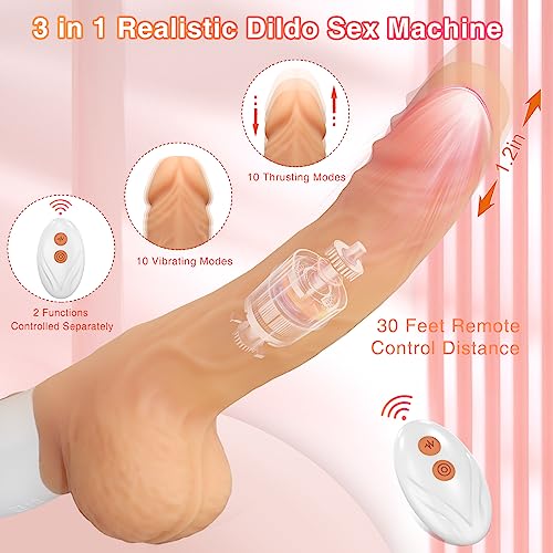 Sex Machine Thrusting Realistic Dildo for Women with 10 Vibrating & Thrusting