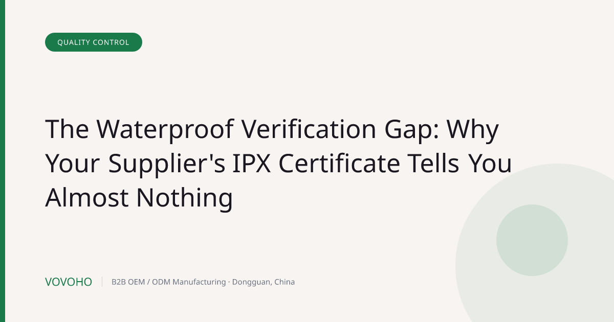 The Waterproof Verification Gap: Why Your Supplier's IPX Certificate Tells You Almost Nothing